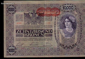 AUSTRIA Nota de 10 000 Kronen de 1918 C/ recarga