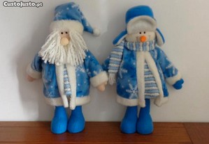 Boneco de neve + Pai natal, par azul