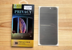 Película de privacidade / Película de vidro Anti-Spy para iPhone 15 Pro Max
