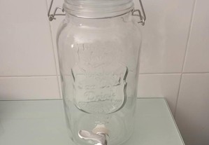 Frascos de vidro com torneira para bebidas "como novo" sem etiqueta