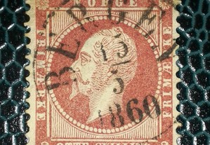 Norwegian postage stamp, "King Oscar I" (1856-1857