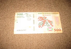 Nota do Burundi "500 Francs" UNC