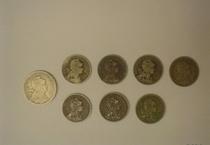 Lote composto por 7 moedas - 50 Centavos - Alpaca
