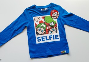 Super Mario Bros - T-Shirt Selfie (Manga Comprida)