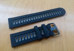 Bracelete 22mm em silicone (Novo) Preto e cinza