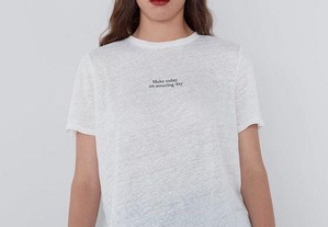 T-shirt linho branca Zara