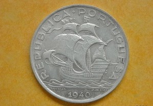635 - República: 10$00 escudos 1940 prata, por 18,00