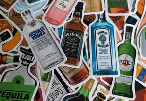 50 Autocolantes Stickers Garrafas Bebidas