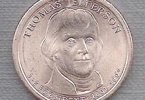 Moeda USA - Dollar 3 Presidente Thomas Jefferson