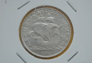 634 - República: 5$00 escudos 1948 prata, por 8,00