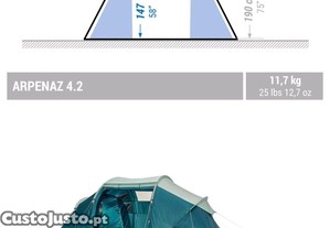Tenda Campismo Decathlon ARPENAZ 4.2 de 4 pessoas com 2 quartos