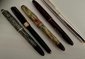 5 canetas, diversas marcas bom preço.