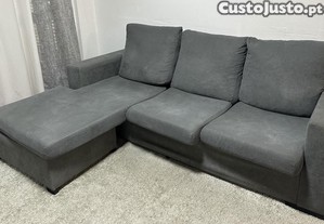 Sofá com chaise longue cinzento