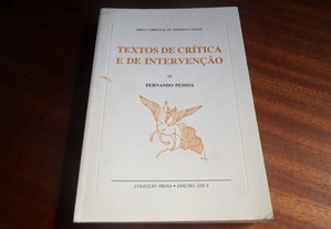 "Textos de Crítica e de Intervenção" de Fernando Pessoa - Edição de 1993