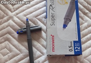 Canetas Roller Monami Super Roller 0.5mm Azul   Pack 12