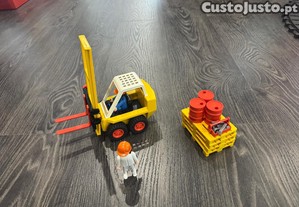 Playmobil Geobra, empilhador amarelo vintage dos anos 80