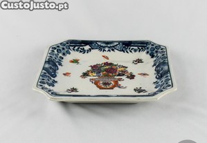 Prato quadrado porcelana da China, decorao vaso com flores