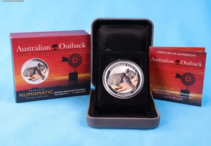 Austrália 1 Dólar 2012 Australian Outback Koala proof prata colorida com embalagem original