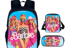 Mochila Escolar da Barbie Infantil e Juvenil 3 peças