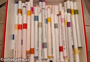 60 Marcadores Acr�licos com Ponta Biselada   Cores Numeradas