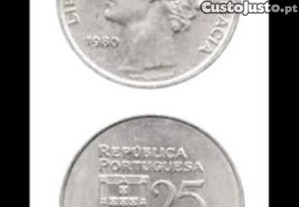 Moedas Portuguesas - 25$ escudos (cupro-niquel)