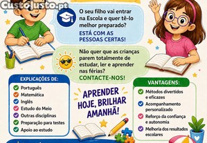 Explicações 1.º ao 6.º Ano | Preparação Escolar | Férias | Apoio ao Estudo | Ano Letivo