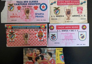 Bilhetes Benfica Taça UEFA Clubes Campeões