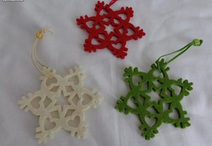 Estrelas em feltro, decoração para árvore de natal