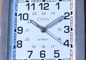 Relógio homem bracelete preta couro CMW Le Mans 46mm