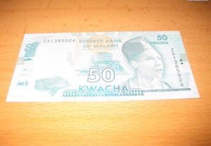 Nota do Malawi "50 Kwacha" UNC