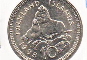 Malvinas/Falkland - 10 Pence 1998 - soberba