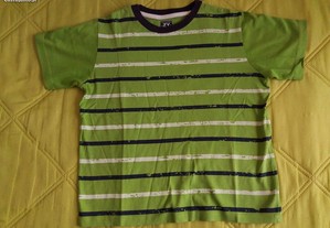T-Shirt Algodão Verde Riscas Zippy (10 Anos)