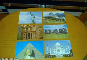 monumentos maravilhas do mundo -11 postais-cartões