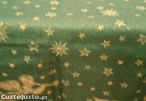 toalha de natal em verde e dourada