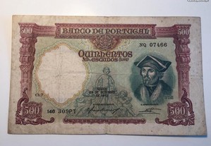 Nota de 500$00 de 1942 + Nota de 100 francos de 1969