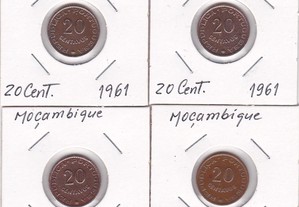 Lote de moedas de 20 centavos Moçambique
