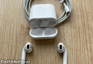 Apple AirPods 2 gen originais com caixa de carregamento e cabo USB