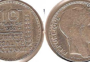 França - 10 Francs 1932 - soberba prata