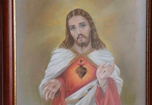 Jesus Quadro pintado à mão 62X54cm