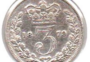 Grã Bretanha - 3 Pence 1879 - mbc prata