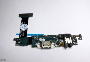 Flex de conector de carga Micro USB + Jack de áudio e microfone Samsung S6 Edge
