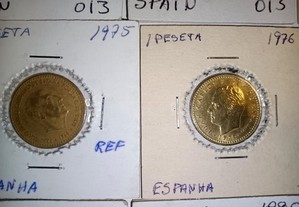 Pesetas Espanha 18 moedas datas diferentes oferta de portes