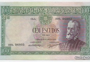 Espadim - Nota de 100$00 de 1950 - Mbc+ a Bela