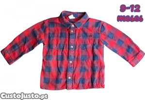 Camisa Xadrez Azul e Vermelho H&M 9-12 meses