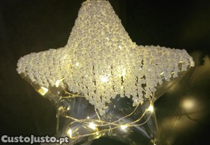Estrela Vidro com Neve e LED´s