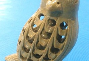 Pássaro pedra de sabão (pássaro dentro) 10x8x5cm