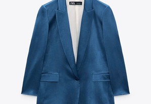 Blazer azul acetinado da Zara novo