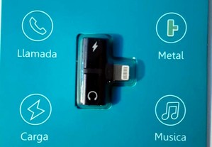 Adaptador Iphone 2 em 1 carga e música