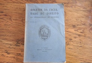 Boletim da Faculdade de DIREITO (1916/1917) da Univ. Coimbra