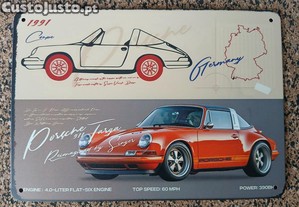 Poster - Porsche Targa 911 de 1991 (metal, 20x14 cm)